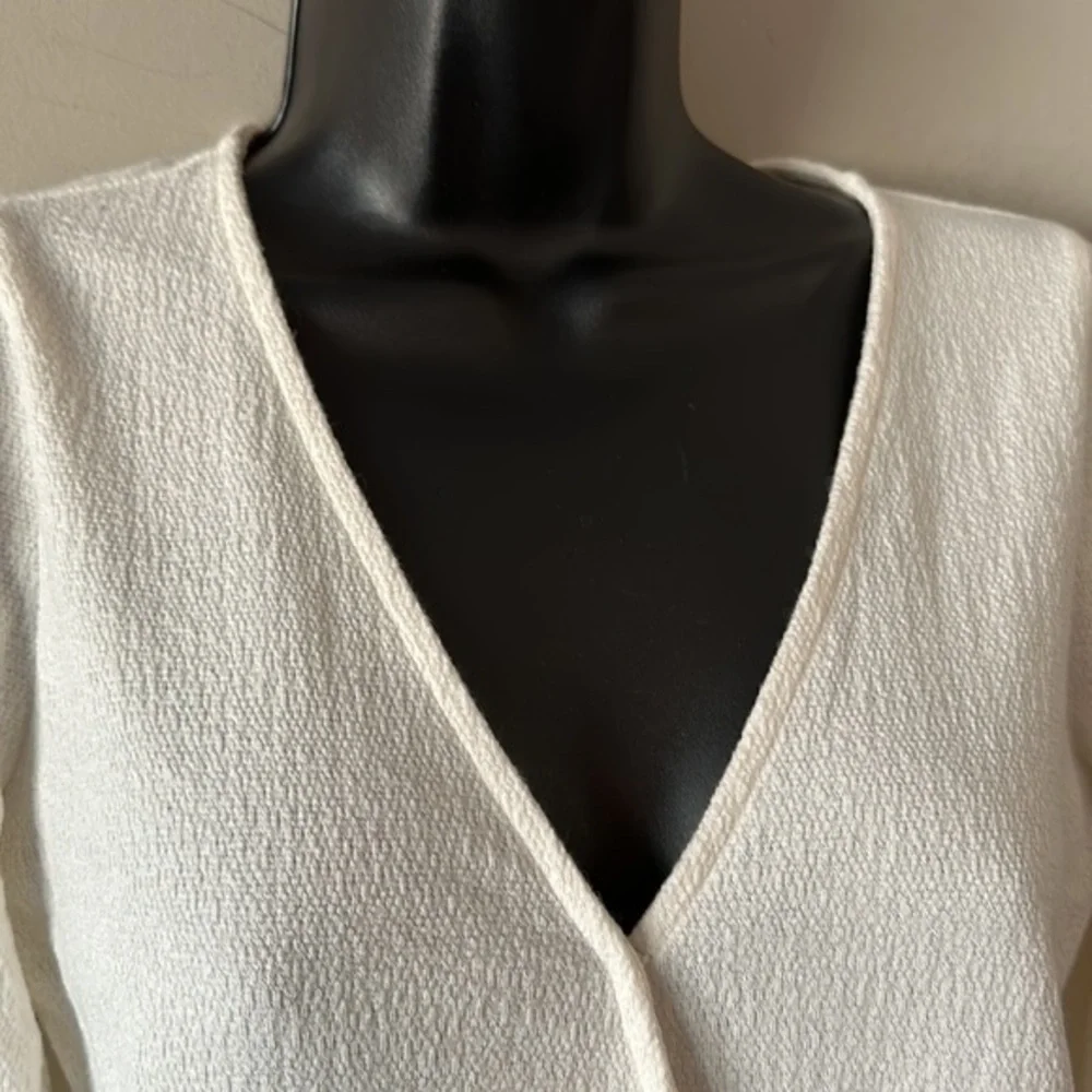 Madewell texture & thread puff sleeve faux wrap top CREAM size XS